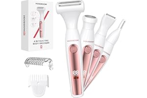 GENERIC MAXGROOM Bikini Trimmer for Women, All-in-ONE Waterproof Lady's Electric Razor Shaver and Facial Hair Removal, Rechargeable Body Hair Trimmer Grooming Sets for Leg, Armpit, Face, Eyebrow (Off-White)