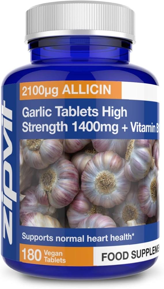 Garlic Tablets 1400mg, 2100mcg Allicin per Tablet with Added Vitamin B1