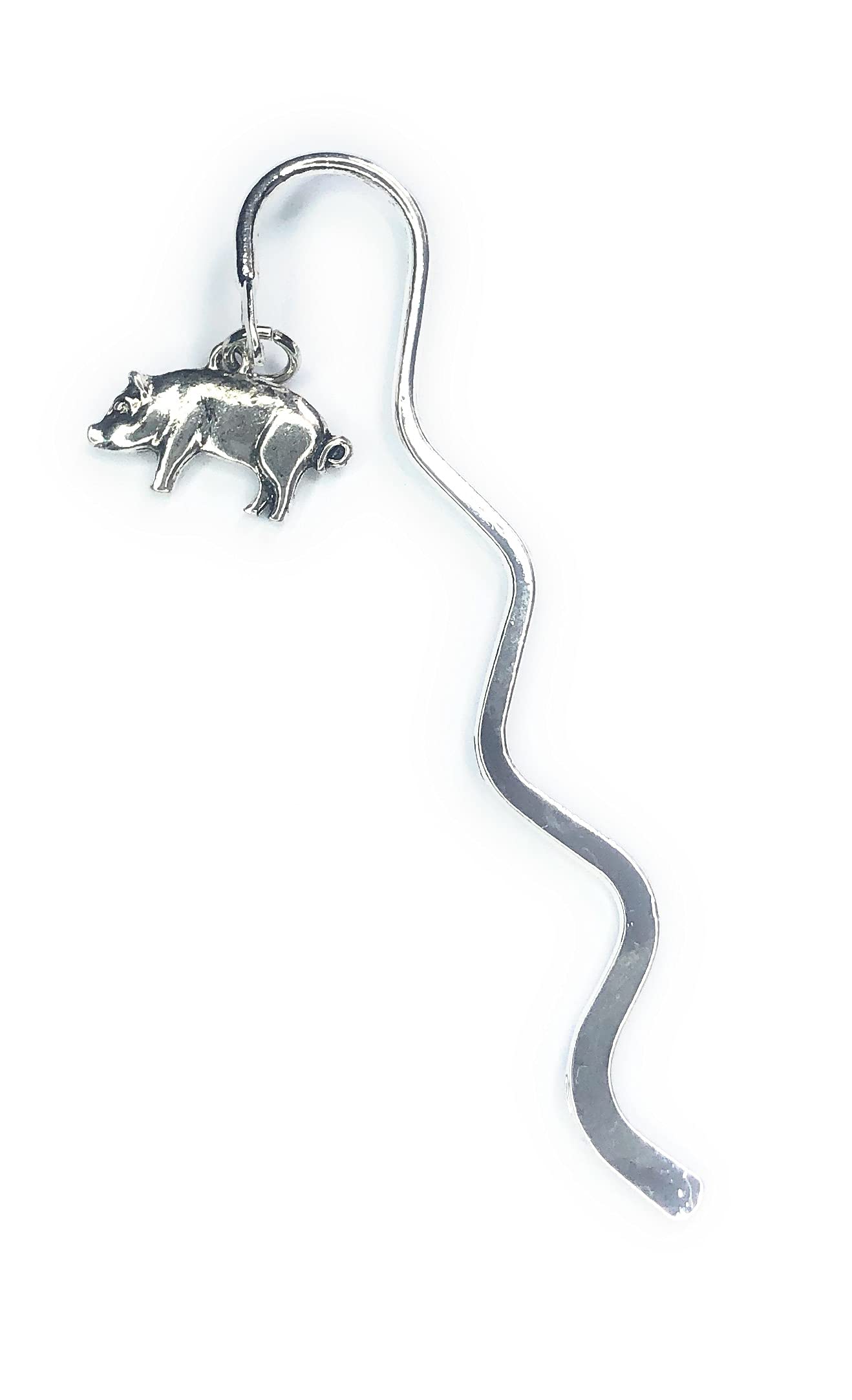 FizzyButton Gifts Pig Piglet mini Bookmark with Silver Tone Charm, in Gift Bag