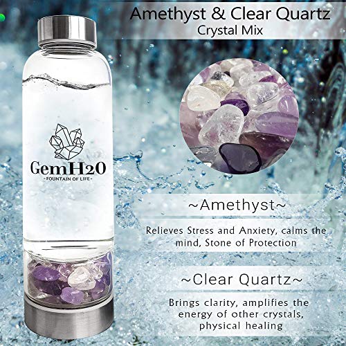 GemH2O Crystal Water Bottle, Inc Bottle Holder 5 Changeable Healing