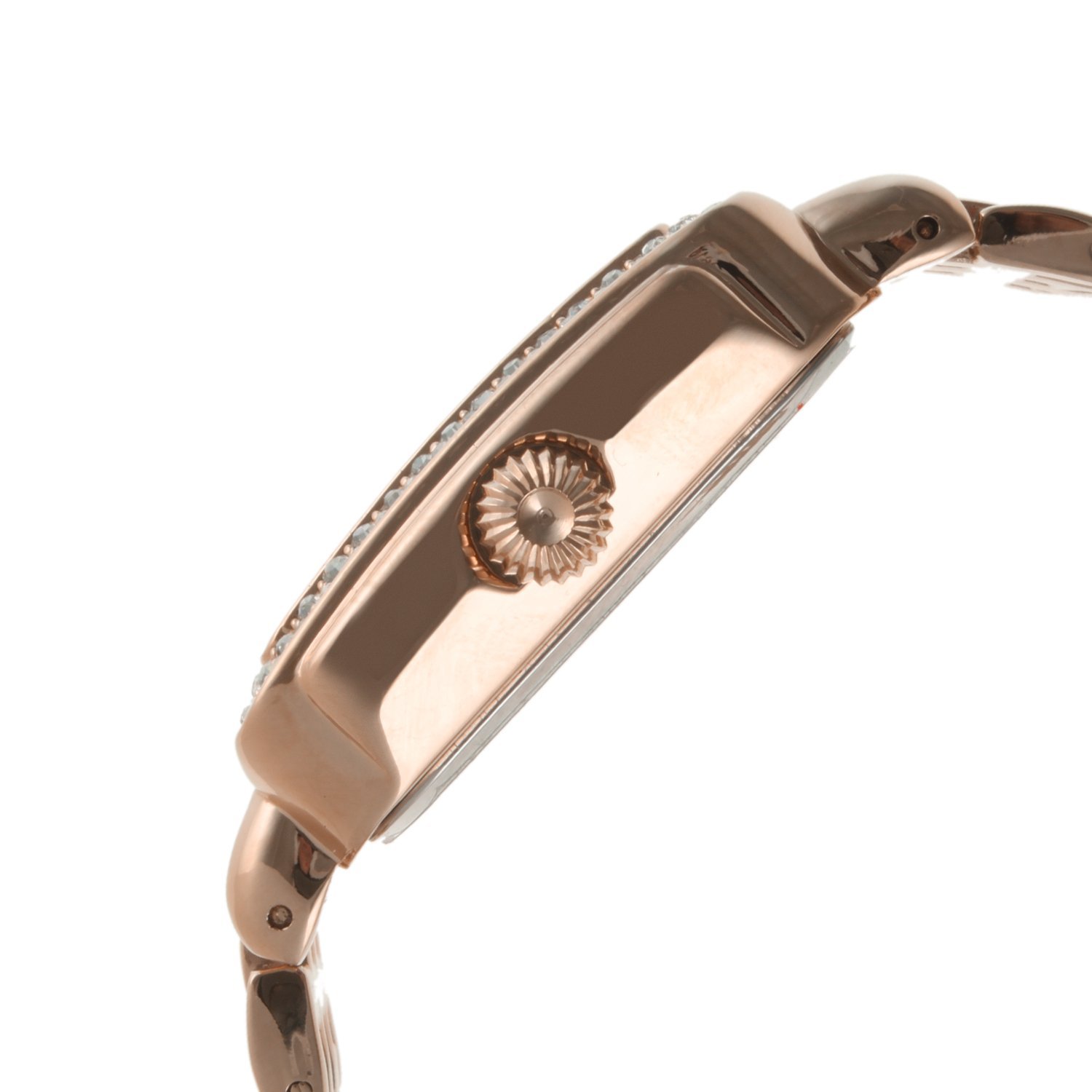 Peugeot Women Rectangle Dress Watch with Crystal Decorated Bezel, Roman Numerals and Bracelet