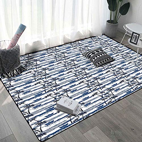 Palm Tree Area Rugs 3x5 Ft, Hawaiian with Paper Boats on Worn Sea Waves Coastal Artwork Chair