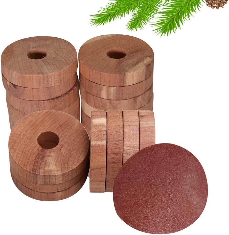 DAYSLIVES 40 Pack Cedar Rings 100% U.S Natural Cedar Wooden Blocks for Hangers Clothes Storage Closets Drawers (Diameter 4.8cm)