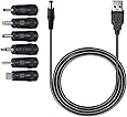 SoulBay DC01U USB Charging Cable to Universal 5.52.1 Jack with 6 Interchangeable DC Plugs 2.50.7mm, 3.01.1mm, 3.51.35mm, 4.01.7mm & Micro USB Connector, 3.3Ft Cord