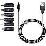 SoulBay DC01U USB Charging Cable to Universal 5.52.1 Jack with 6 Interchangeable DC Plugs 2.50.7mm, 3.01.1mm, 3.51.35mm, 4.01