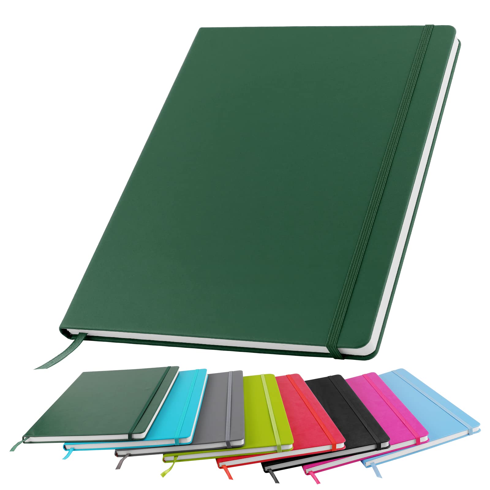 A4 Notebook, Notebook A4 Note Book A4 Notepad The Notebook for School Office Home Business Writing Pads & Diaries Taking 160 Pages (80 Sheets)-Dark Green — image 1