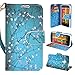 Moto G Case, Customerfirst, Motorola Moto G Wallet Case [Book Fold] Leather Moto G Flip Cover with Folding Stand, Credit Card Slots - Flip Case for Motorola Moto G, 2013 (1st Gen.) (Blossom Teal)