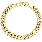 CaptainSteeL Cuban Bracelet for Men and Women, 7/7.5/8/9inch Stainless Steel Bracelet, Gold Plating/Stainless Steel Fashion Jewelry Bracelet, Holiday Gift with Flannel Bag
