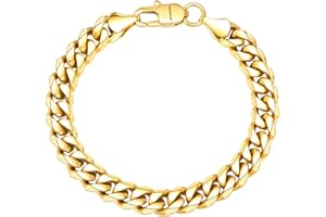 CaptainSteeL Cuban Bracelet for Men and Women, 7/7.5/8/9inch Stainless Steel Bracelet, Gold Plating/Stainless Steel Fashion Jewelry Bracelet, Holiday Gift with Flannel Bag
