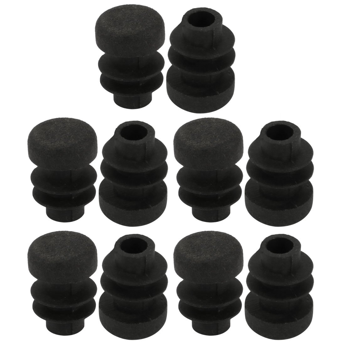sourcingmap 10pcs 12mm Diameter Tube Insert Chair Leg Cap Round Black Plastic Tubing Plug