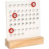 GDYOOSHOW Perpetual Calendar Desk Wood Calendar Stand Acrylic Calendar Desktop Decor for Livingroom Office Shop Bar Week Month Day Display(1pc white)
