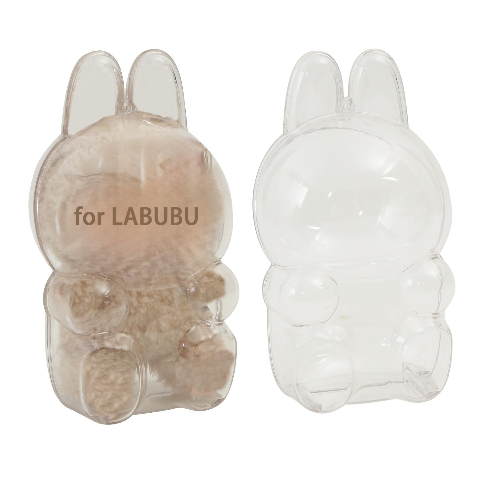 Photo 1 of Protective Case for LABUBU, Clear Figure Display Bag with Keychain, Plastic Protective Cover, Storage Transparent PVC Bag Hanging Model (Doll Not Include, Style B Sitting)