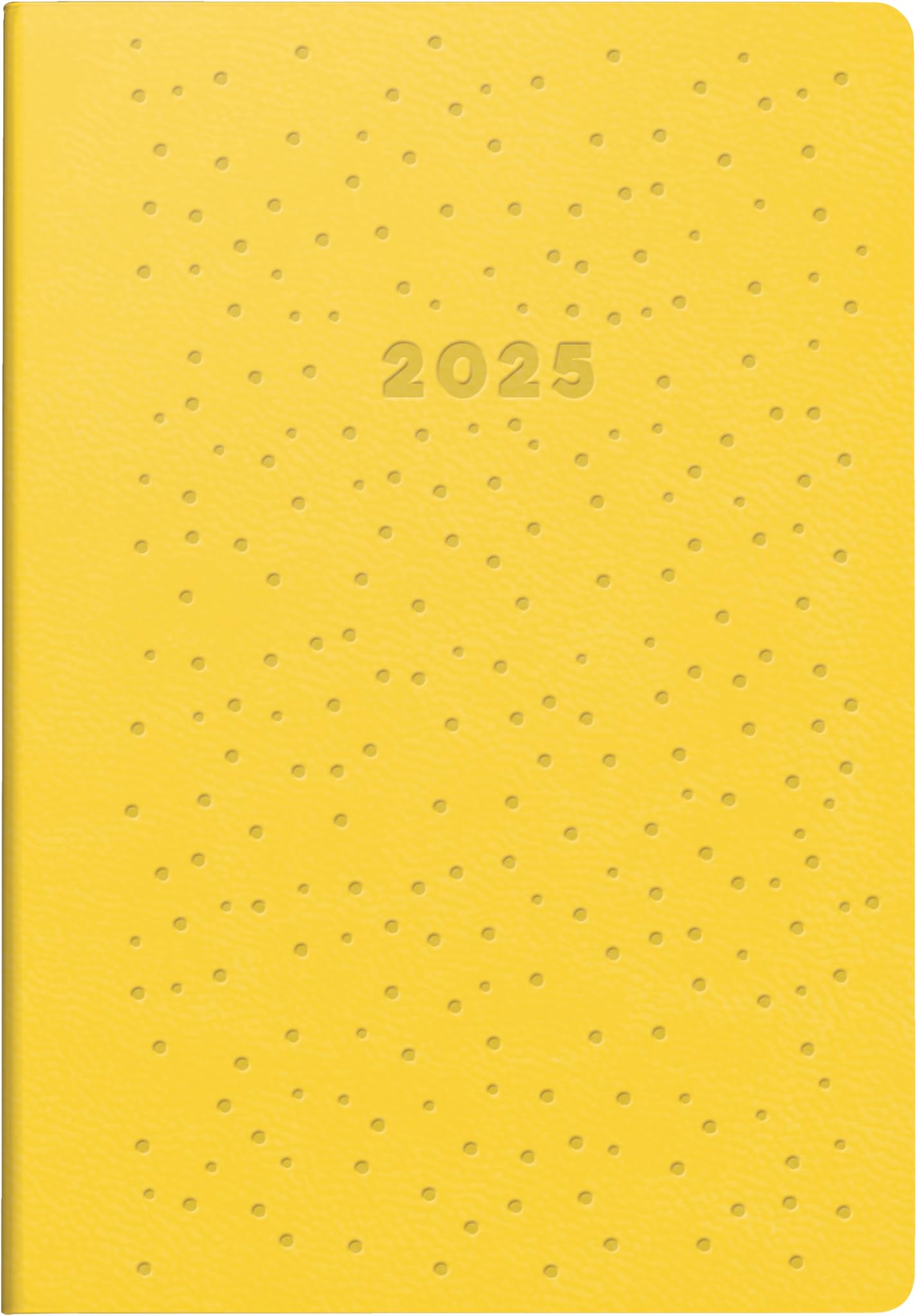 rido/idé Partner/Industrie I (2025) Pocket Diary "Dots", 2 Pages = 1 Week, A7, 224 Pages, Faux Leather Cover, Flexible, Yellow