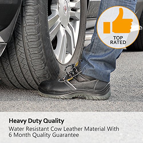 SAFETOE Men Steel Toe Cap Safety Shoes - L7222 Water Resistant Lightweight Leather Work Boots