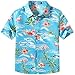 SSLR Big Boys Hawaiian Shirt Kids Flamingos Shirt Short Sleeve Luau Shirt (Medium, Blue)