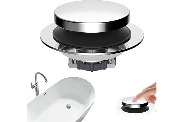 Hibbent 3 in 1 Metal Bathtub Drain Stopper, Universal Pop Up Tub Stopper, Bathtub Drain Hair Catcher, Removable Filter Basket