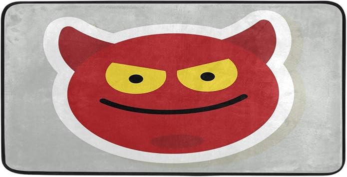 DXG1 Emoji Emoticon Evil Alfombra de cocina antideslizante para entrada