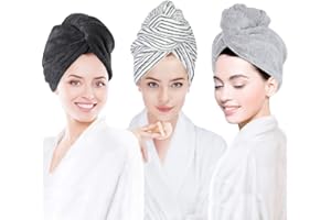 Laluztop 3 Pack Hair Towel Wrap for Women, Ultra Soft Hair Drying Towels, Anti-Frizz & Super Absorbent Hair Turban, Suitable for Curly, Long & Thick Hair