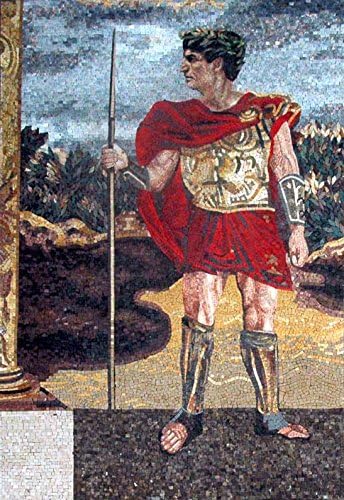Troy Greek Warrrior Marble Mosaic Hand made