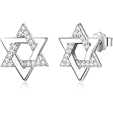 Vito 925 Sterling Silver Star of David Earrings for Women Men, Witckes Knot Stud Earring Black Jewish Star Stud Earrings Hanukkah Flatback Stud Earrings Jewelry Gift for Wife