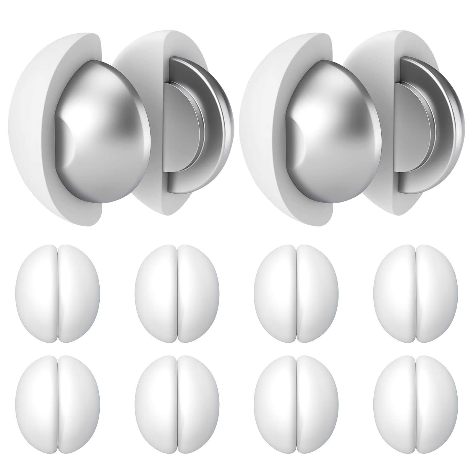 VANZAVANZU 10 Pairs Shower Curtain Weights, Silicone Wrapped Magnets, Heavy Duty Magnets Prevent Curtain Liner from Blowing, Rust-Free, White