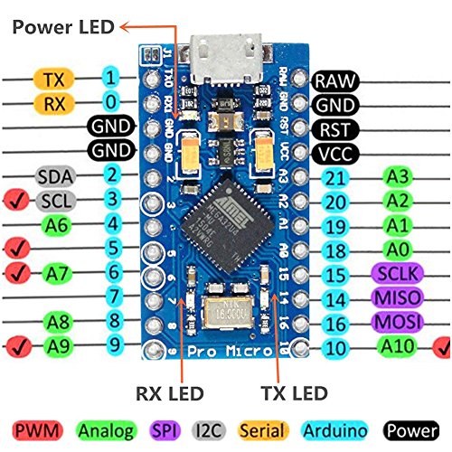 KeeYees Pro Micro ATmega32U4 5V 16MHz Micro USB Development Board ...