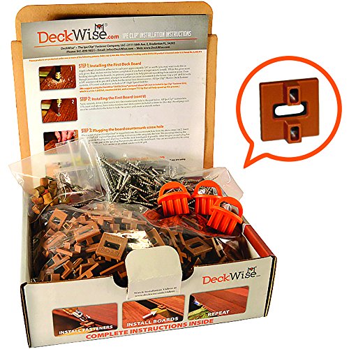 DeckWise Ipe Clip - Extreme KD Fastener System - 1/4" Spacing - Brown CLIPS - for Kiln Dried Decking - 175 pcs for 100 Sq. Ft. of Decking - (Includes 8 x 2" Stainless Steel Screws) DeckWise