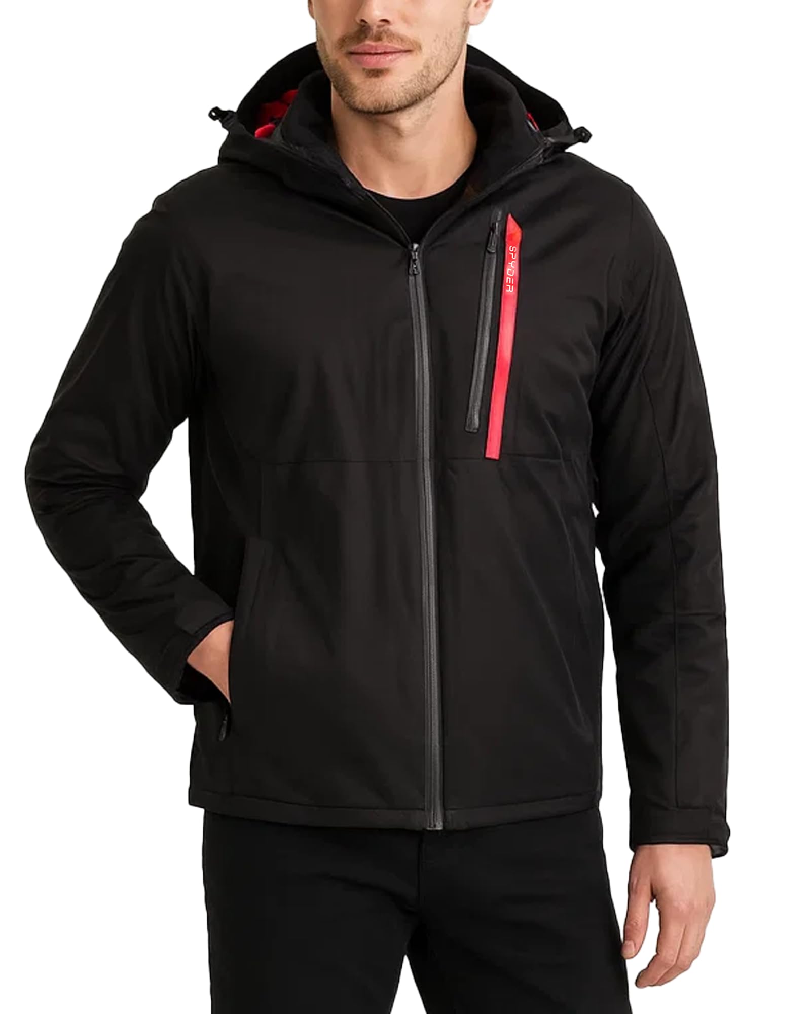 Photo 1 of Spyder Mens Snow Jacket - Warm Isolated Winter Jackets for Men - Cozy Men's Snow Heated Ski Jacket with Detachable Hood S-XL, Size Large, Black Raven