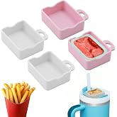 HaoGludi 4 PCS Sauce Holder for Car, Reusable Dipping Sauce Trays, 2 Colors Dip Clip for Home, Outdoor Snacking, 2" x 1.5" x