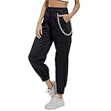 Helisopus Women's Black Stylish Loose Fit Cargo