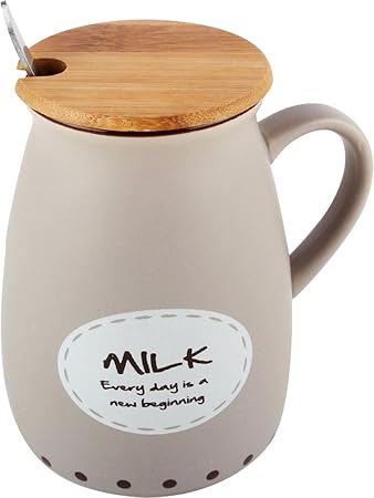 Bje Hot & Cold Beverage Mug With Lid Cover And Stirrer, 400 Ml, Off White