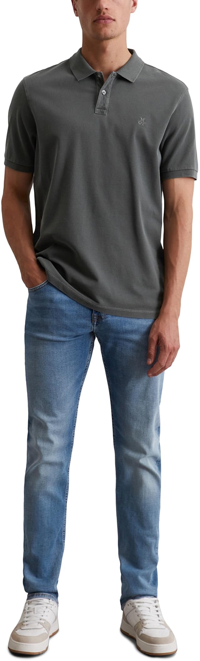 Marc OߴPolo Herren Kurzarm-Poloshirt aus Bio-Baumwolle Regular Fit, Grau (Grau), L 3