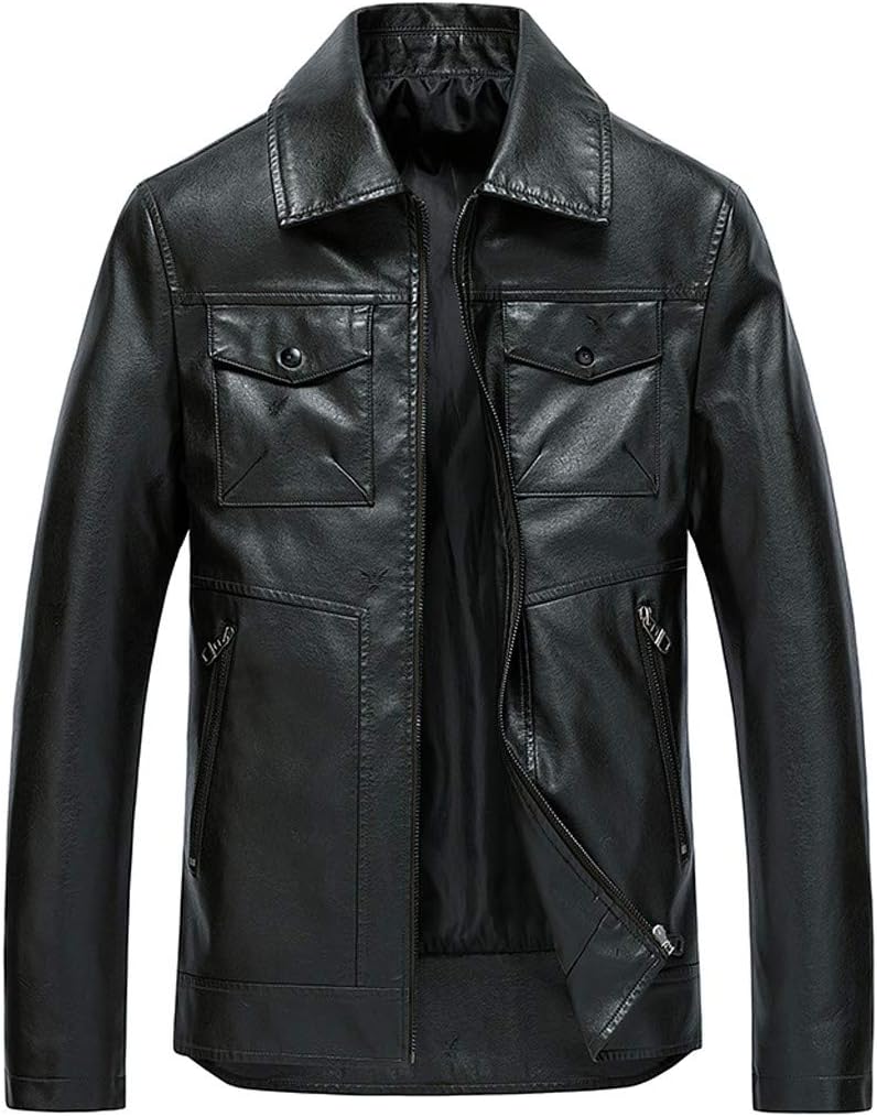 MIUCAT😸 Mens Thermal Leather Coat Jacket Slim Fit Button Autumn Winter Casual Fashion Tops Outwear