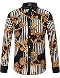 SSLR Men's Rock Style Striped Long Sleeve Shirt