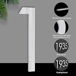8 Inch Reflective Modern House Numbers, Address