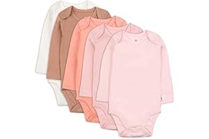 HonestBaby baby-girls 5-pack Long Sleeve Bodysuits One Piece 100% Organic Cotton for Infant Baby Girls