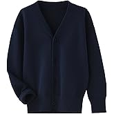 Unisex Boys Girls Cardigans Sweater V-Neck Long Sleeve School Uniforms Button Knit Tops
