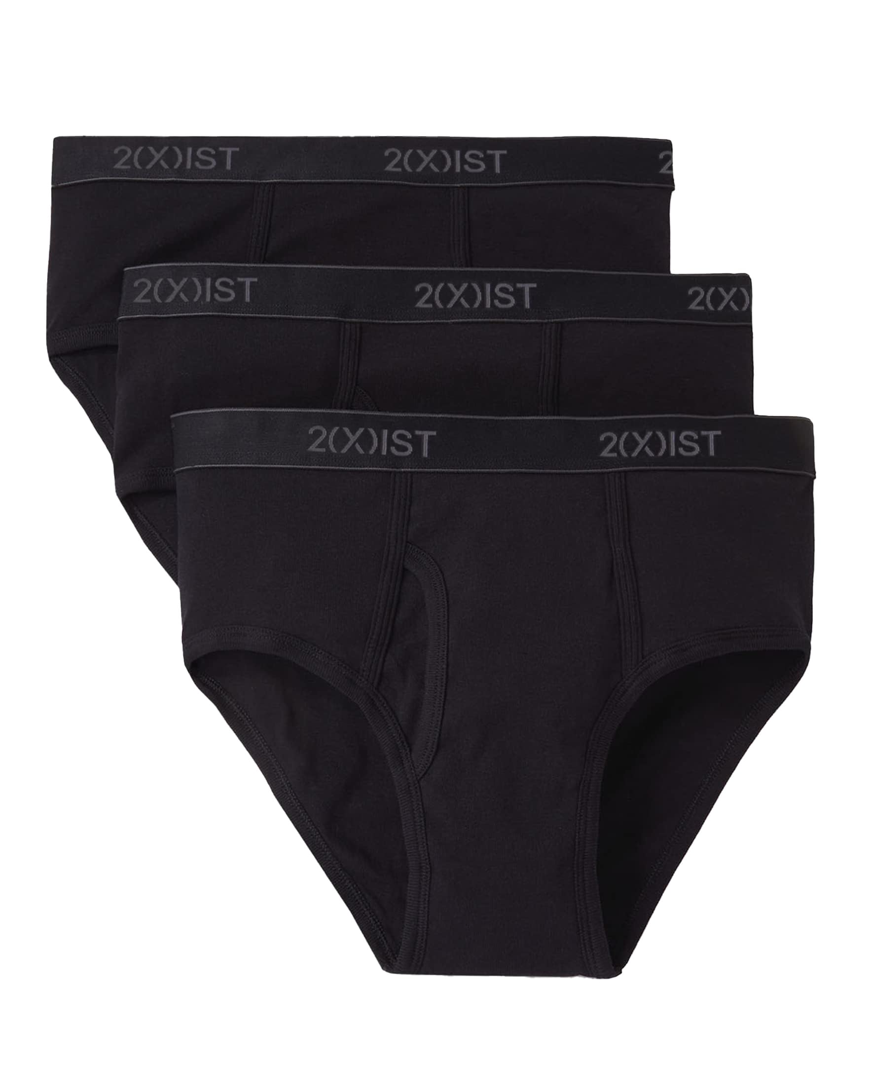 Photo 1 of 2(X)IST mens Essential Cotton Fly Front Brief 3-pack Underwear, Deep Black, 34 US
