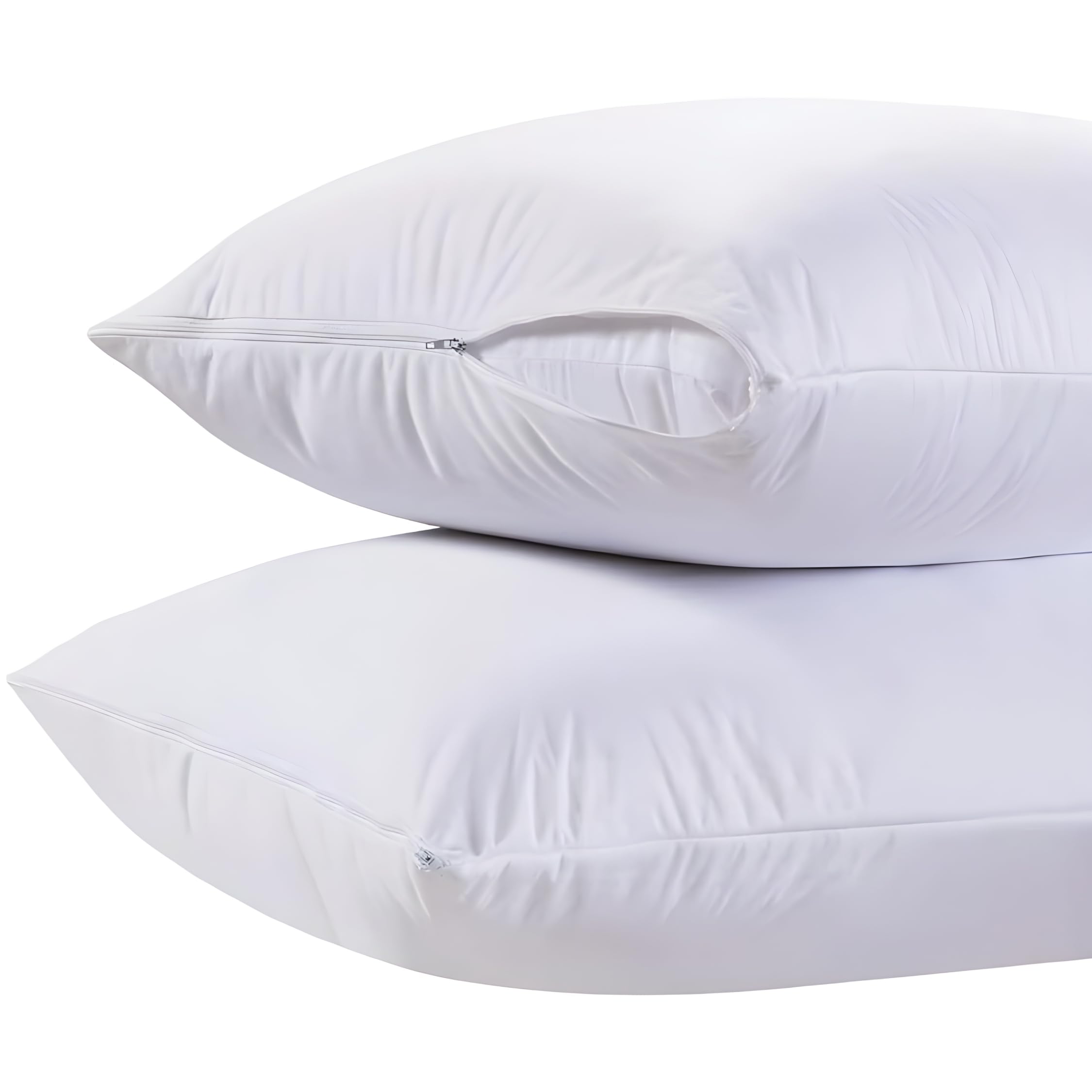 Photo 1 of White Classic Luxury Hotel Collection Zippered Style Pillow Cover, 200 Thread Count, Soft Quiet Zippered Pillow Protectors, Standard Size, Set of 2 Pillow Shams