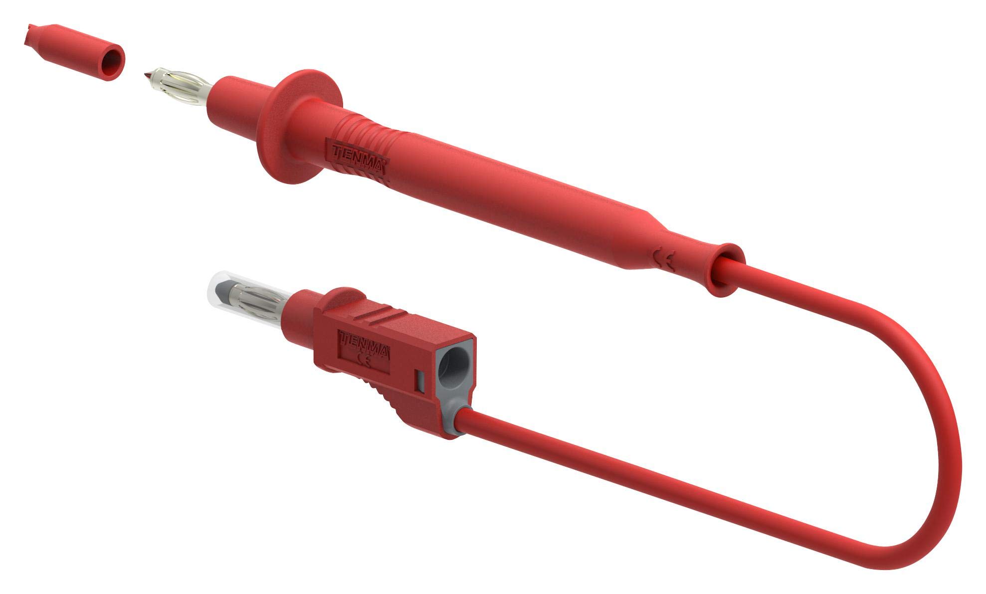 TENMA 12A Red 4mm Banana Plug to Probe Test Lead, 1m – Reinforced Insulation, 600V CAT II, 76-040