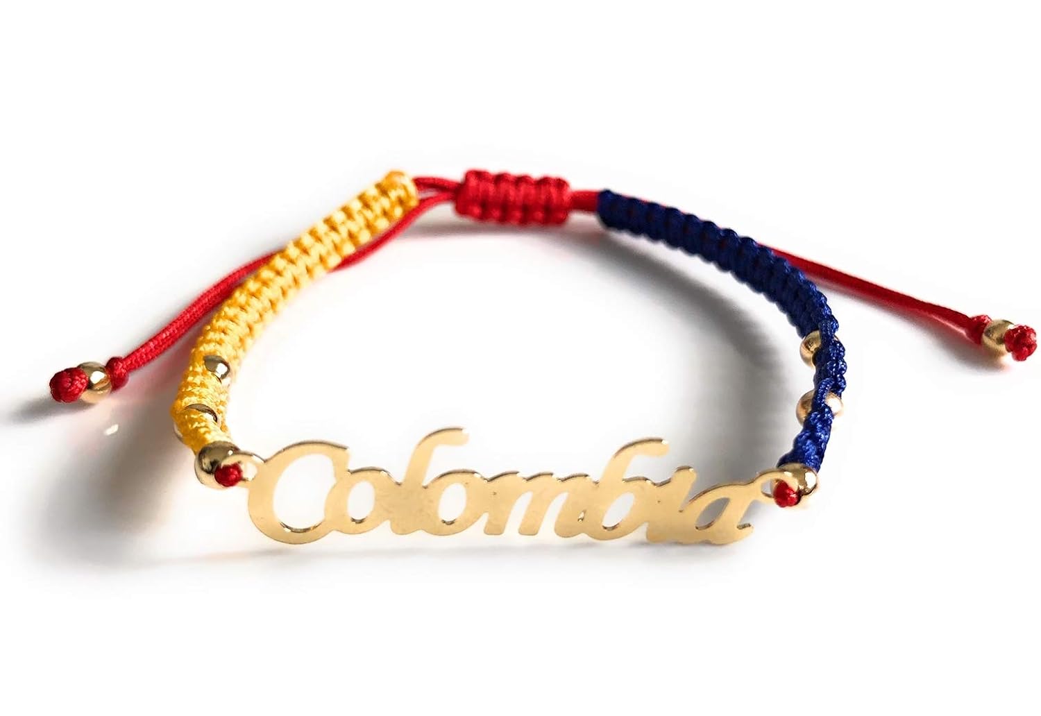 Colombia Flag Bracelet Adjustable Macrame Tricolor Thread