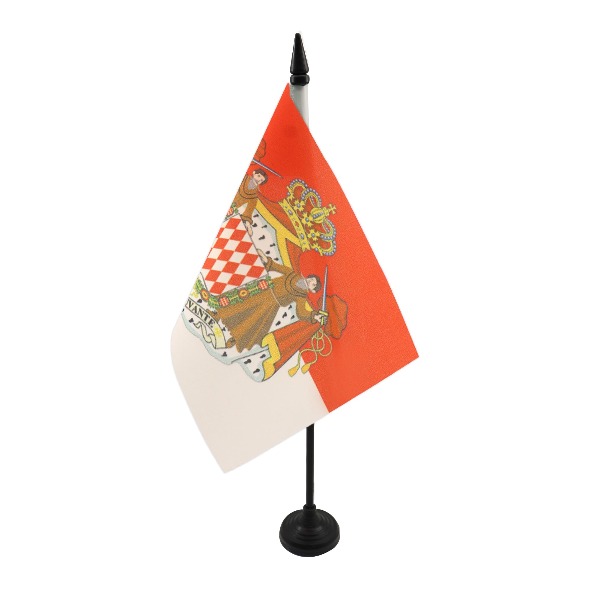 AZ FLAG Monaco Coat of arms Table Flag 5'' x 8'' - Monégasque Office Decoration 100% Polyester 21 x 14 cm - Mini Desk Flag with Pole and Black Plastic Base