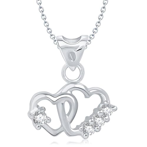 Vina Jewels Valentine Art of Love Heart Shape Rhodium plated Pendant - P1214R [VKP1214R]