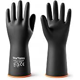 ThxToms Chemical Resistant Gloves, 28 Mil Heavy Duty Latex, 14 Inch, 1 Pair | Heavy Duty Rubber Gloves, Puncture Resistant, Acid, Oil &amp; Alkali Resistant for Industrial Cleaning, Auto Repair &amp; Mechanics