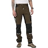 Ellobird Men's Construction Work Utility Pants Relaxed Fit Stretch Flex Cordura Double Knee Reinforcement Carpenter Cargo