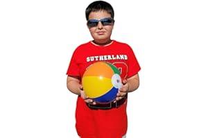 Zugar Land Colorful Rainbow Beach Balls (8") Soft and Light Perfect for Kids Swimming Playing Bouncing Bouncy Fun Inflate Inflatable Toy