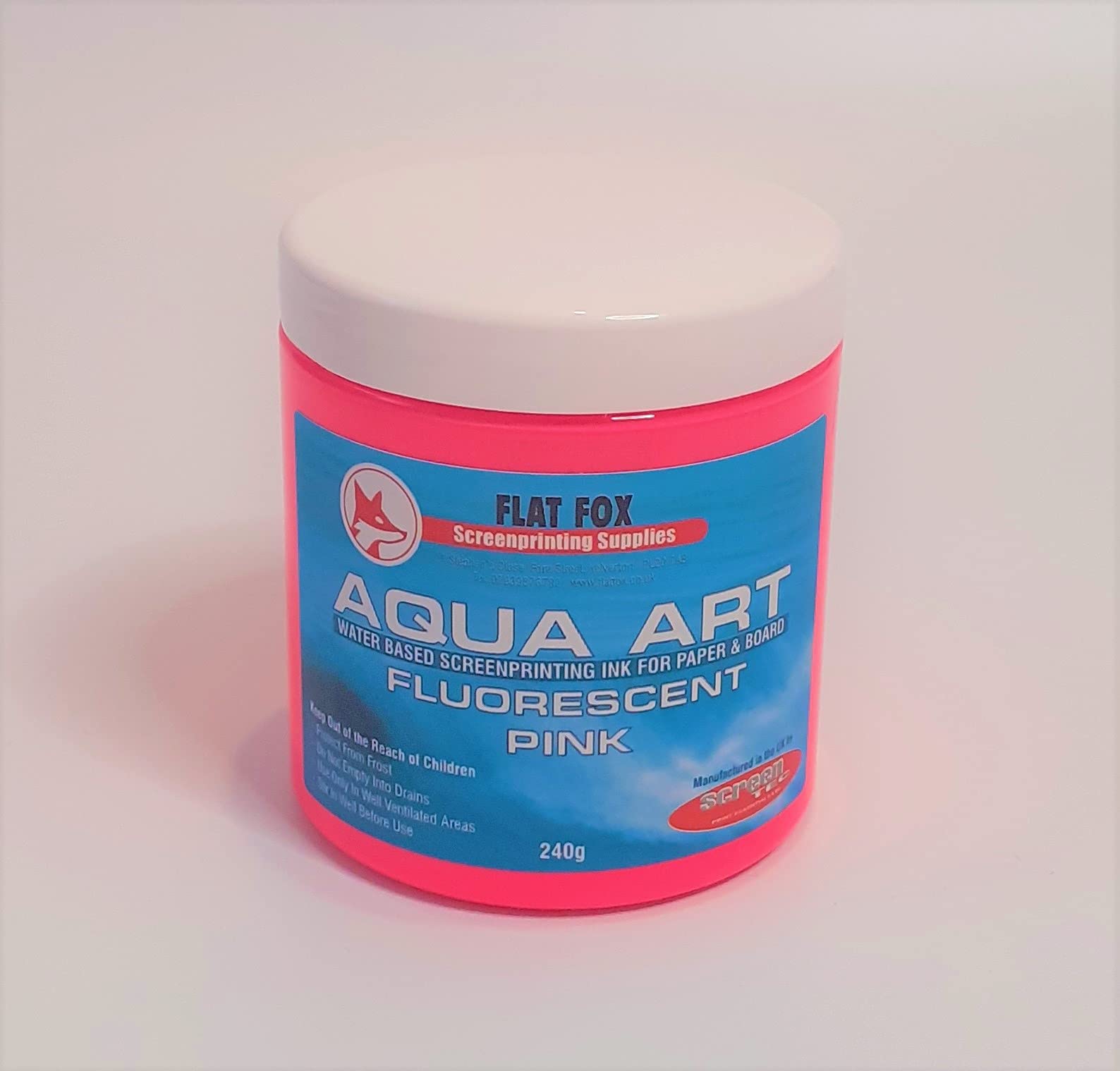 Aqua Art Screen Printing Ink for Paper and Card (240g, Fluorescent Pink)
