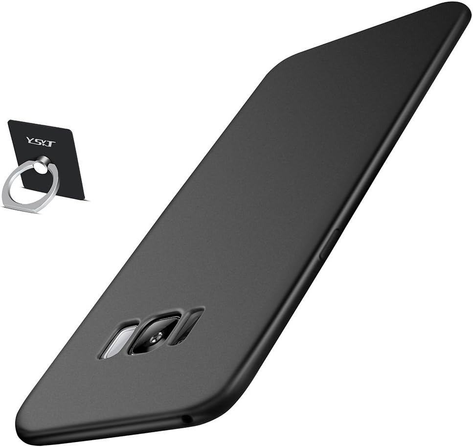 Samsung Galaxy S8 plus Case Galaxy S8+ Case Cover Drop Protection Ultra Thin and Slim Soft Cases Shock-Absorption with Ring Stan Matte Black Minimalistic Style Surface Slim Fit TPU Anti Fingerprint (2017)