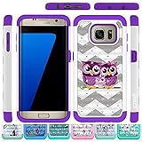 Galaxy S7 Edge Case, HLCT Rugged Shock Proof Dual-Layer Case for Samsung Galaxy S7 Edge (2016) (Owl Purple)