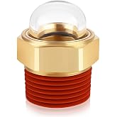 Domed Oil Sight Glass, 3/4'' NPT Hex Head Oil Sight Glass, Brass Bulls Eye Sight Glass Liquid Level Gauge Oil Indicator Window for Air Compressor Gearbox Tank